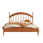 Vintage style solid wood double bed with slatted harp design for sturdy support